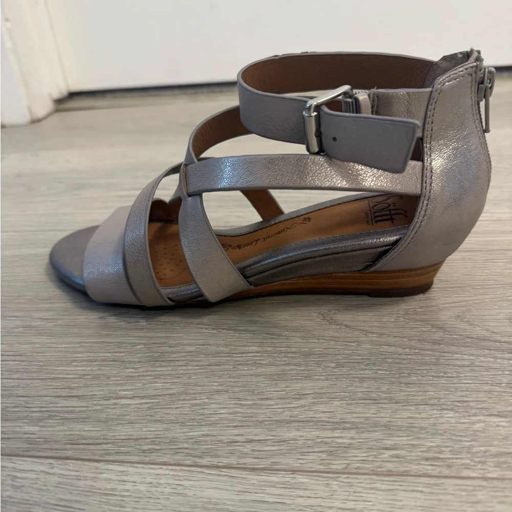 Sofft Silver-Taupe Metallic Strappy Sandal